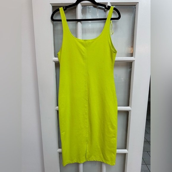 Zara Neon Yellow Lime Green Sleeveless Bodycon Fitted Midi Dress Size XL NWT - Picture 6 of 10